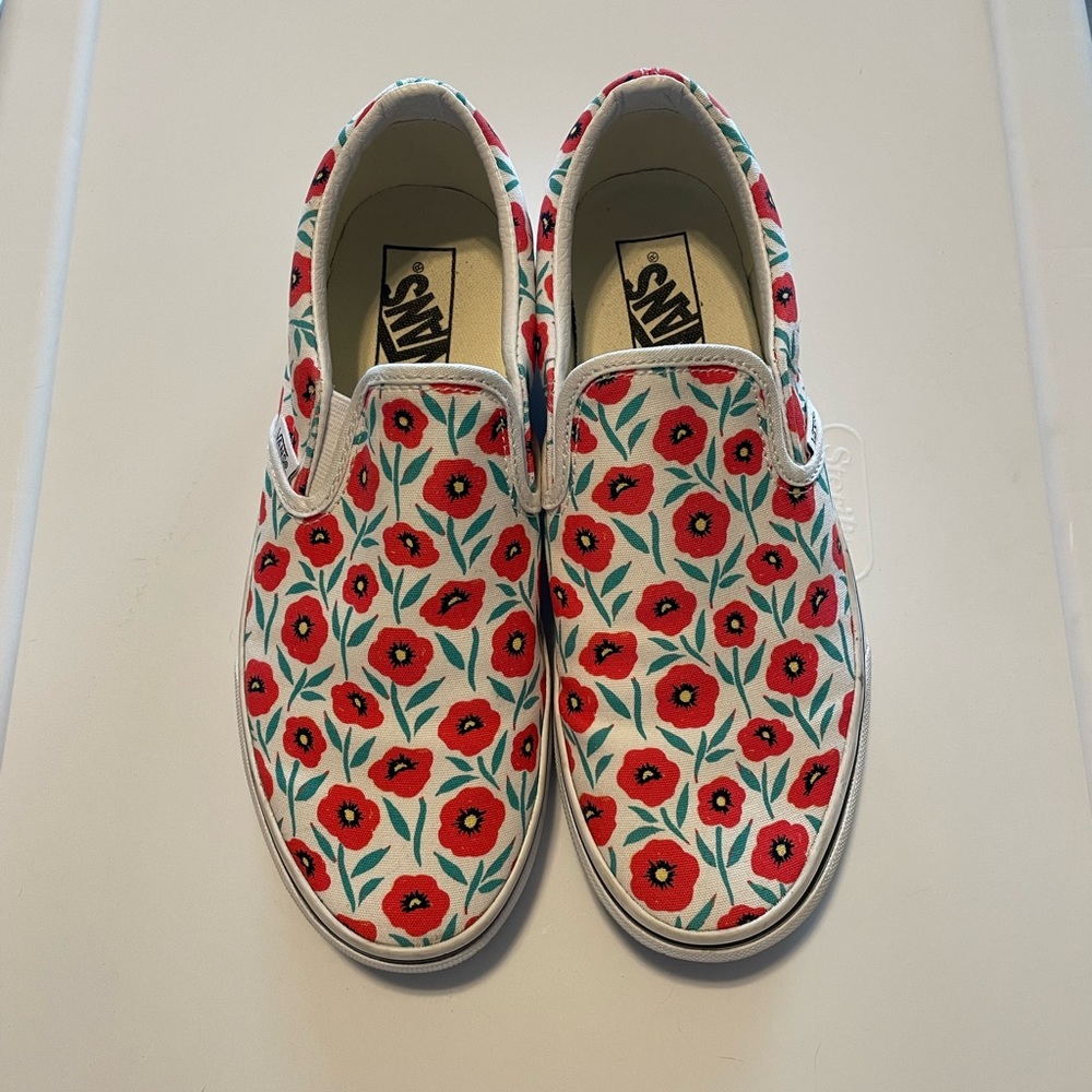 Women’s size 8 Vans with Poppies